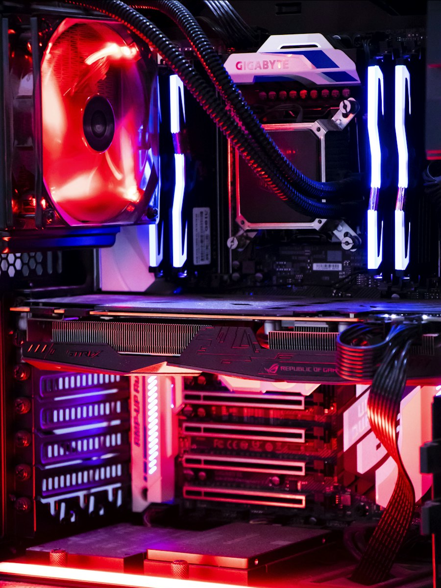 Red lit custom gaming PC build