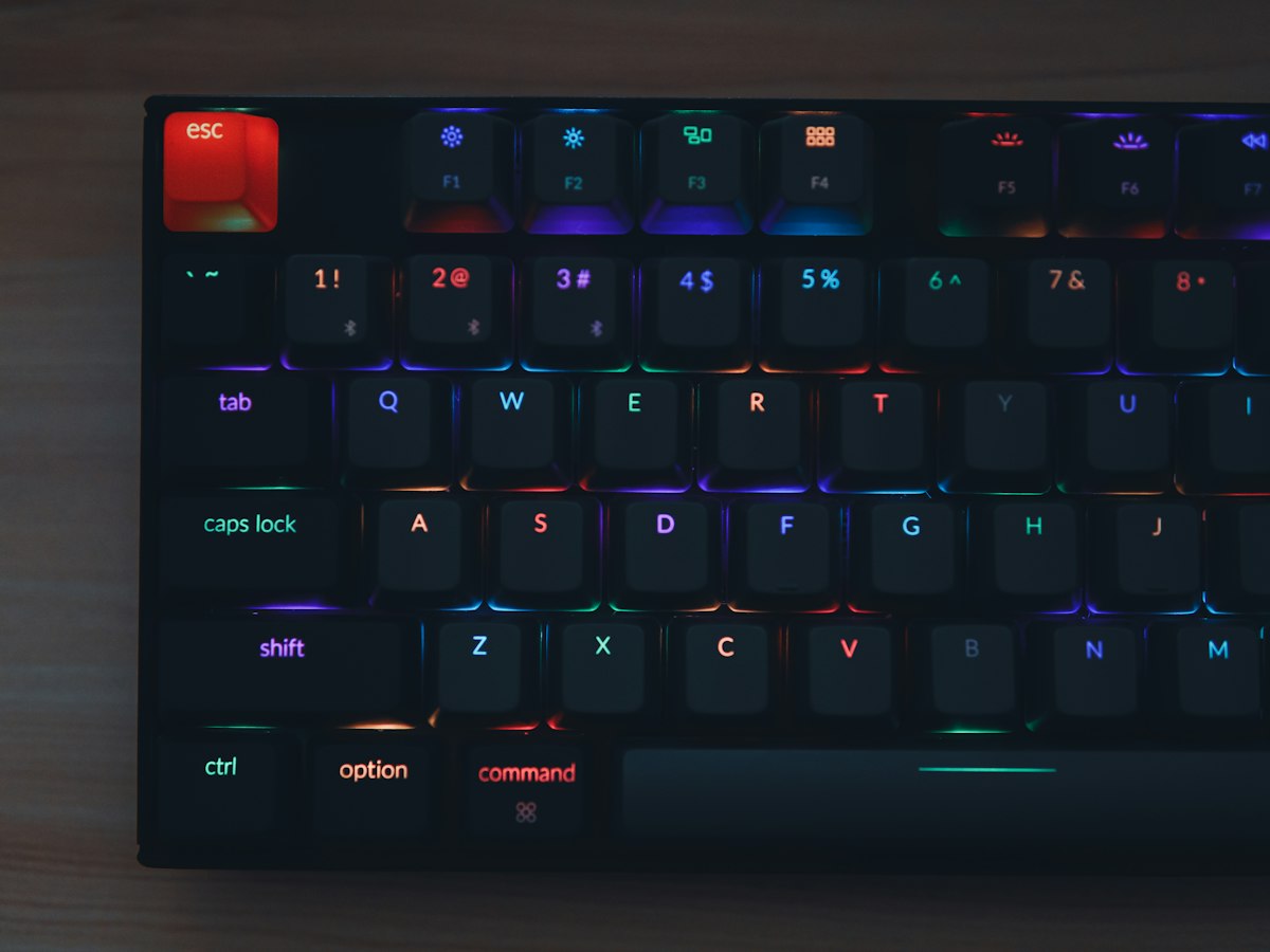 Backlit mechanical keyboard in the dark